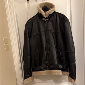 Leather Sherpa lined Jacket